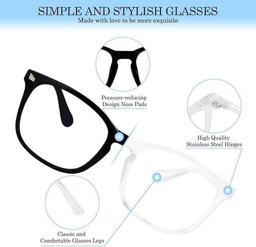 July Fashoin Design Glasses for Men Women, Computer Glasses, Office/Tv/Phone Glasses, Gaming Glasses, Daily Use Glasses 3 Pack/ 2 Pack / 1 Pack